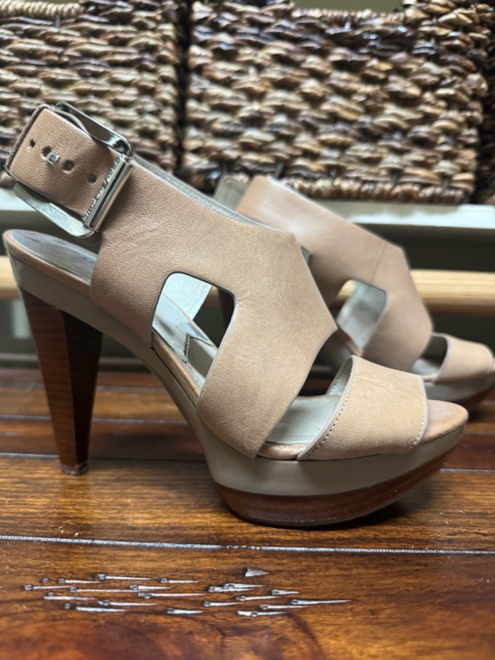 Michael Kors Carla Women's Nude Platform Sandal Heels